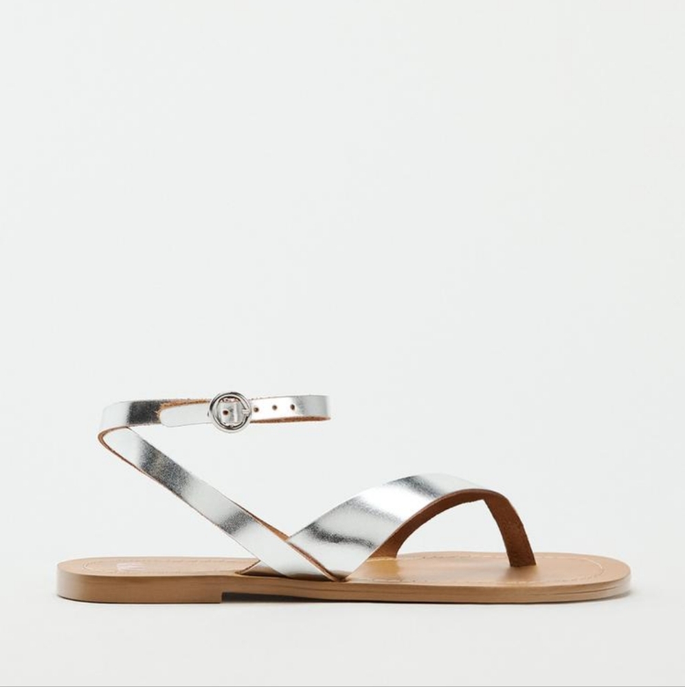Zara Metallic Flat Sandals - Picture 2 of 8